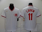 Reds 11 Barry Larkin White Nike Cooperstown Collection Jersey,baseball caps,new era cap wholesale,wholesale hats